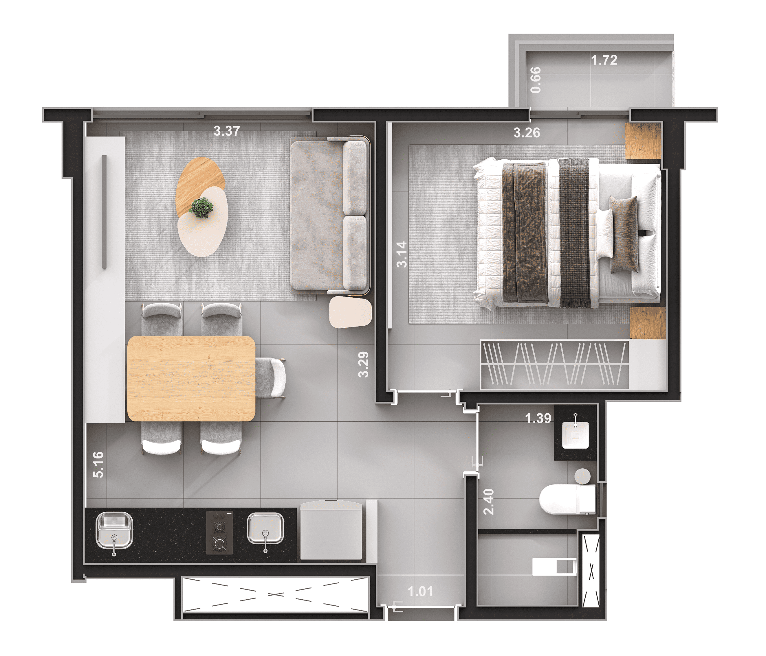 UH 1Q-PLANTA BAIXA COM COTAS